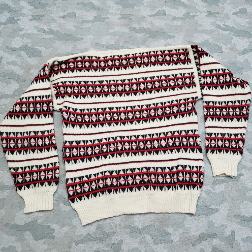 Vintage Charles Wolf Sweater Womens Small Beige Pullover Long Sleeve